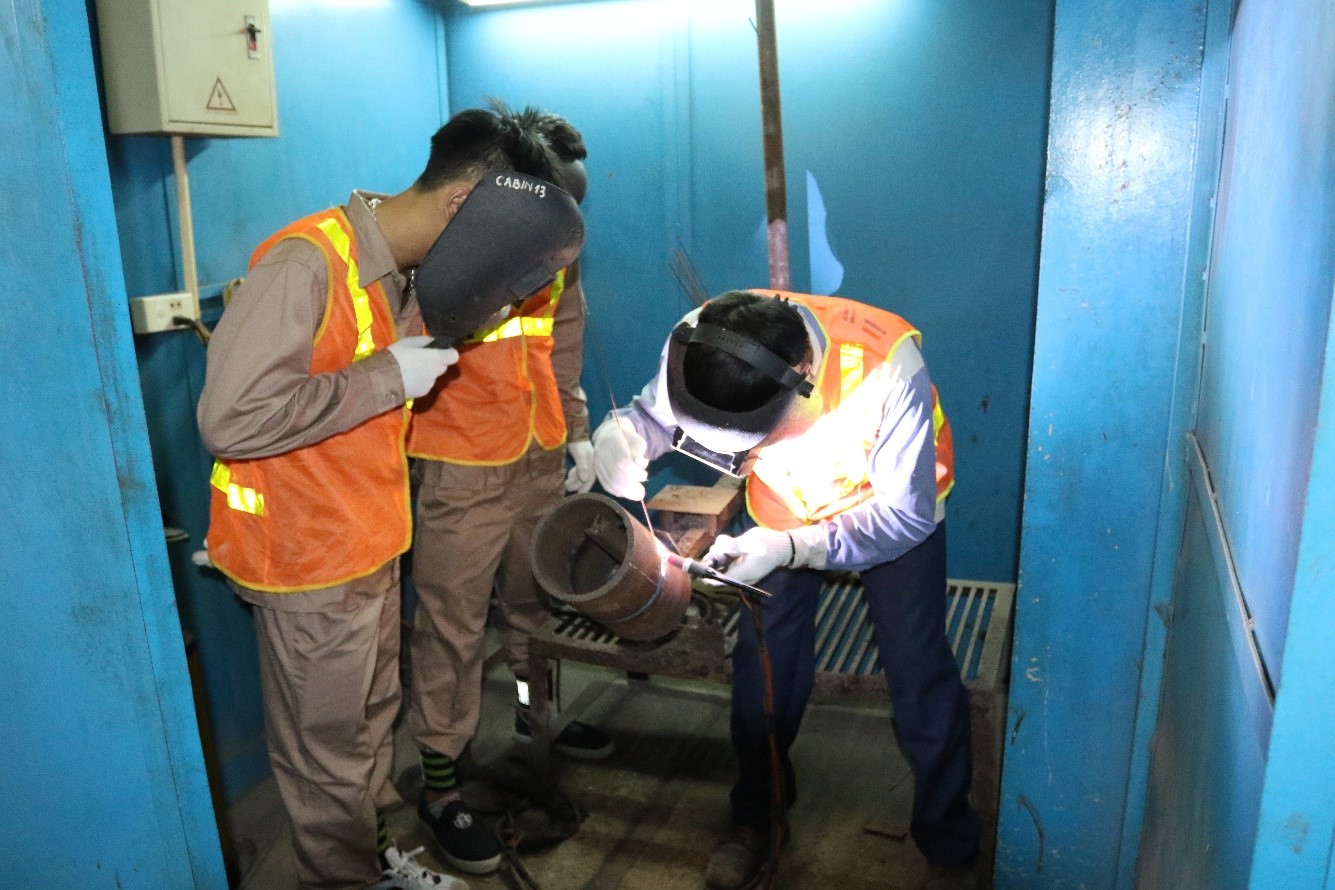 Welder during the trade test